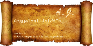 Angyalosi Jolán névjegykártya